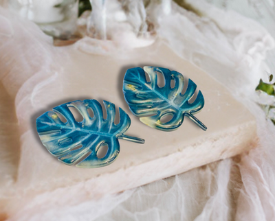 Hand Crafted Resin Monstera Leaf Set of 2