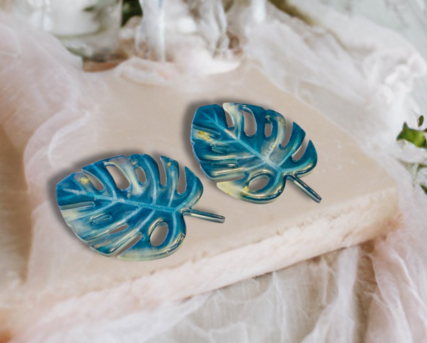 Hand Crafted Resin Monstera Leaf Set of 2